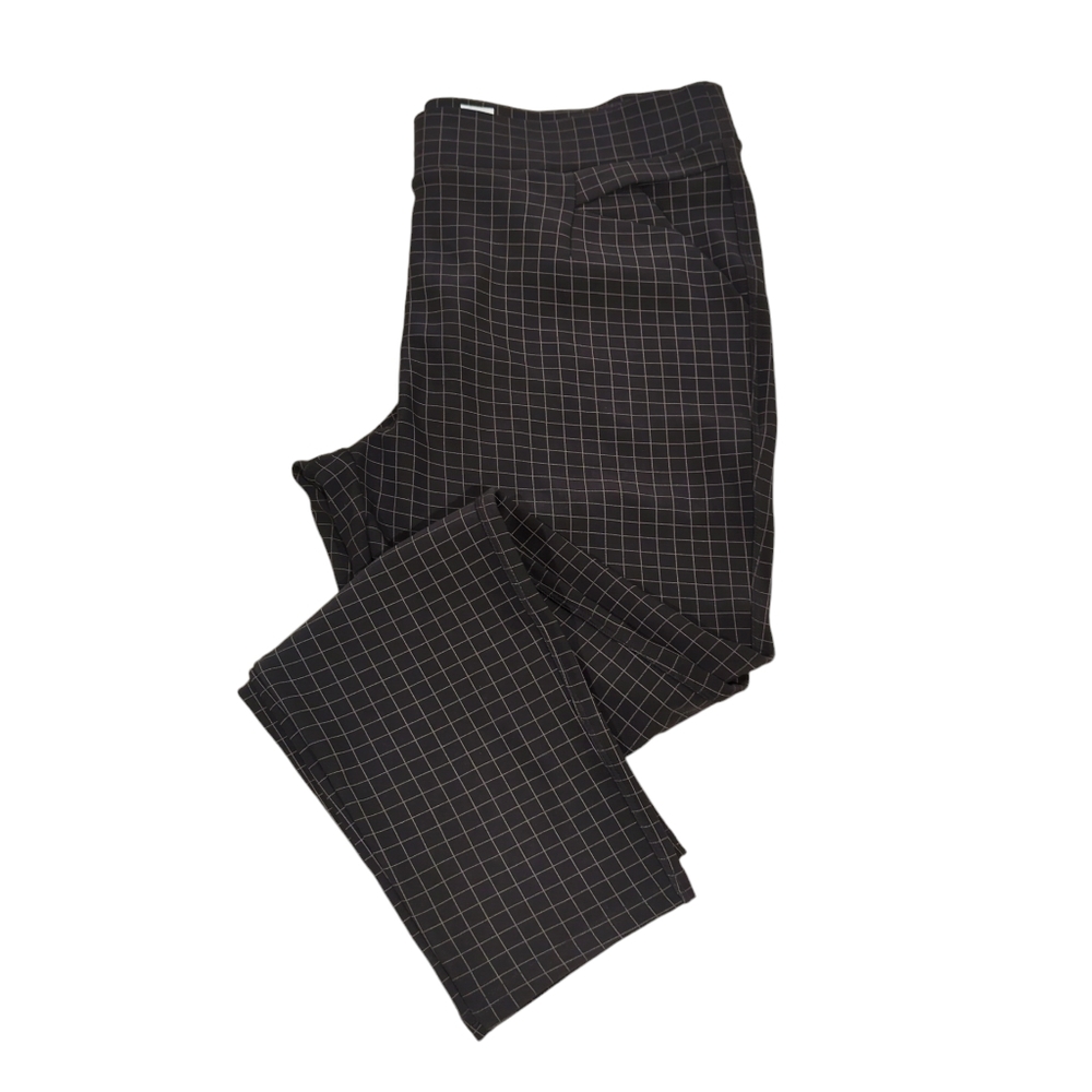 Maze Black Plaid Pull On Structured Dress Pants Trousers Plus Size 3X